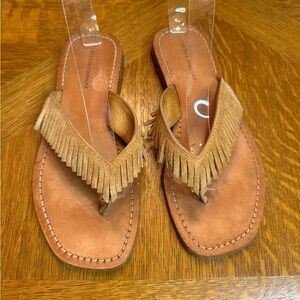 Frye Fringe Tan Sandals